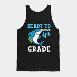 Kids Shark Ready To Attack Fourth Grade First Day of School Tank Top